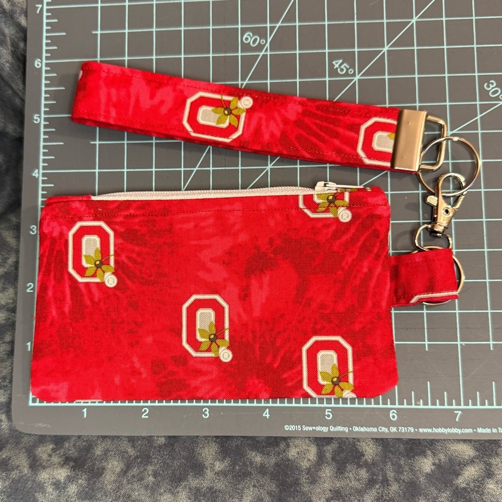 Ohio State Red Wristlet with Logo Print and Key Fob